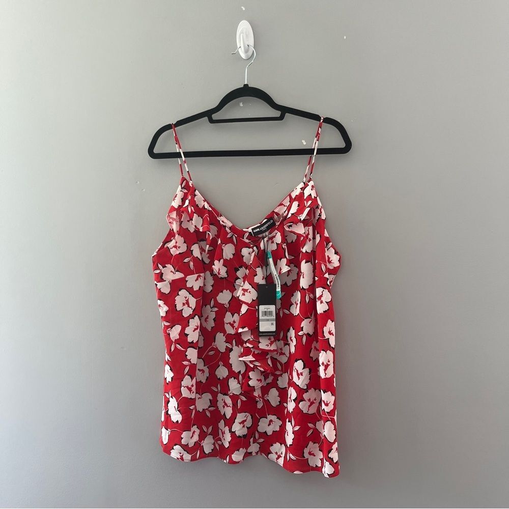 Karl Lagerfeld Red Floral Blouse